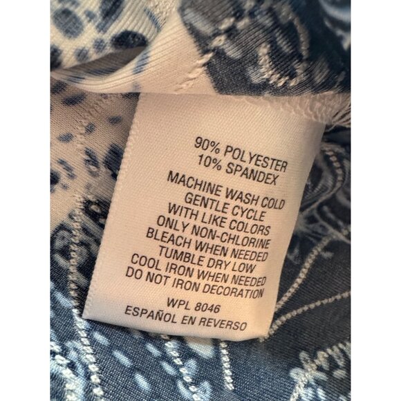 JM Collection Petite Womens Short Sleeve Top P/P Polyester Blue White Floral Kni - Picture 4 of 6